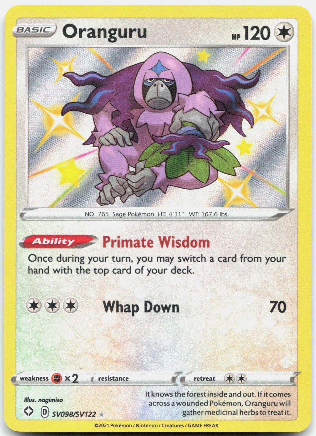 Oranguru SV098/SV122 Shiny Rare Shining Fates Shiny Vault Pokemon Holo Near Mint