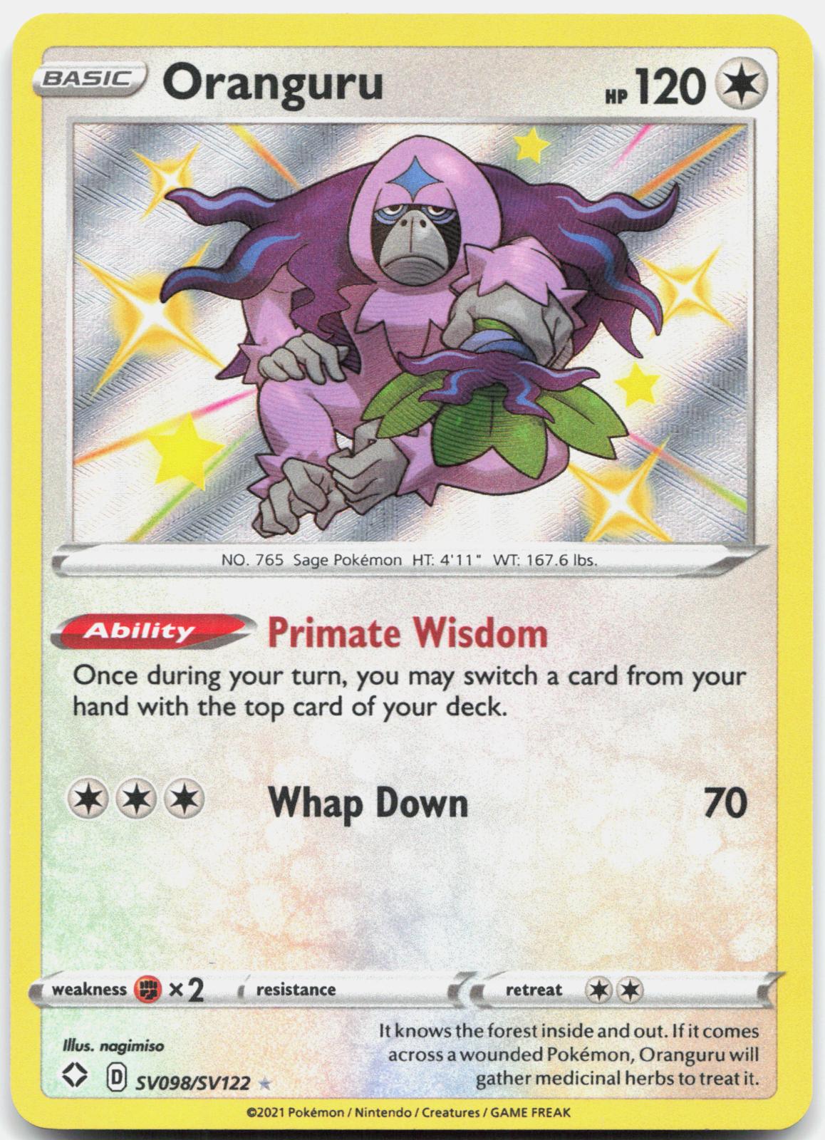 Oranguru SV098/SV122 Shiny Rare Shining Fates Shiny Vault Pokemon Holo Near Mint