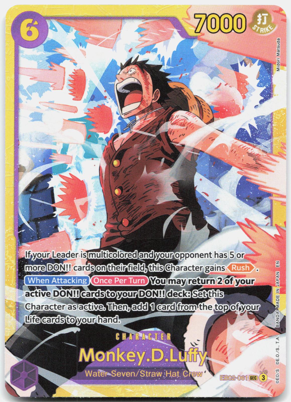 Monkey.D.Luffy EB02-061 Extra Booster: Anime 25th Collection One Piece Foil NM