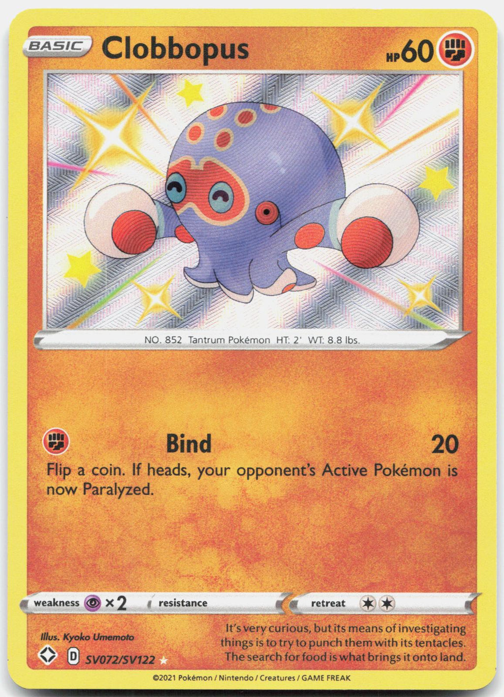 Clobbopus SV072/SV122 Shiny Rare Shining Fates Shiny Vault Pokemon Holo NM